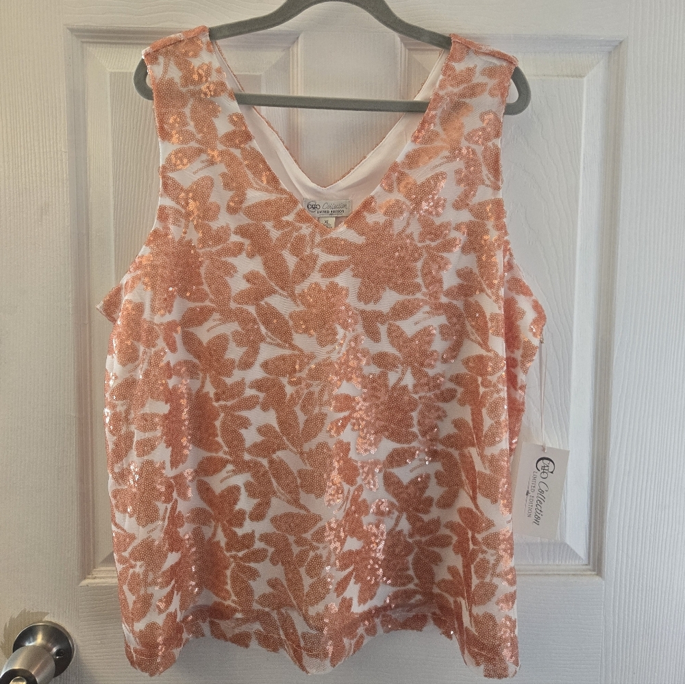 Limited Edition Floral Sleeveless Top - Orange and White